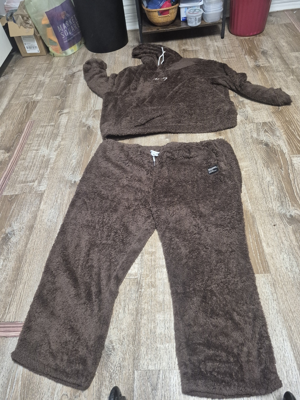 NFINITY Chocolate Brown Plush Men's Jogger Set with Hoodie